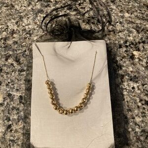 14K yellow gold beaded necklace with chain, vintage, with jewelry bag